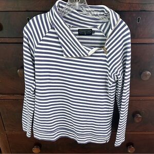 Duffield Lane The Bowen Sweatshirt  Blue White Stripe Womens X-Small